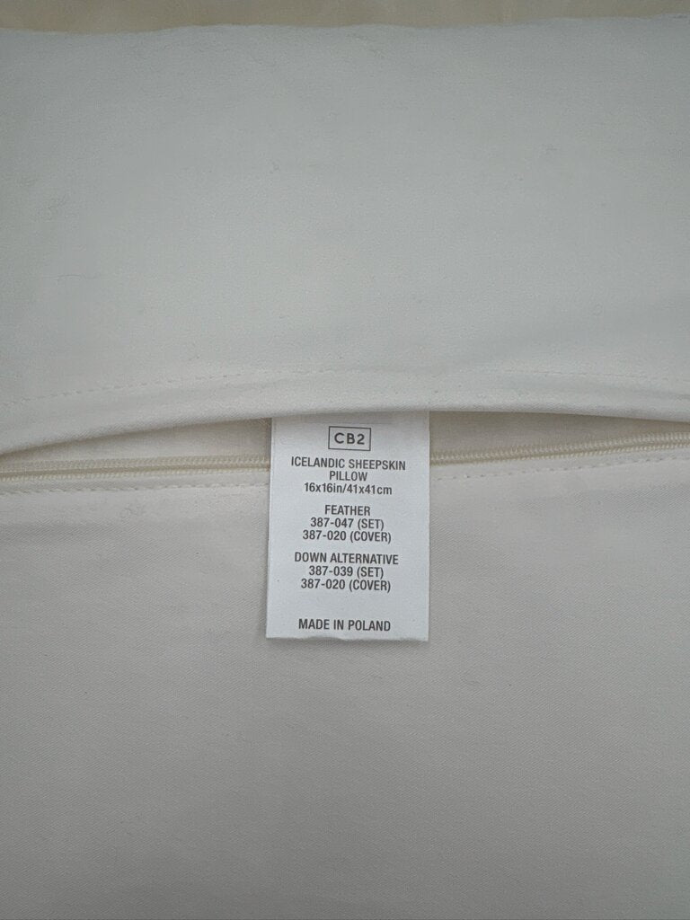 CB2 Icelandic Sheepskin Pillow || - 16X16H