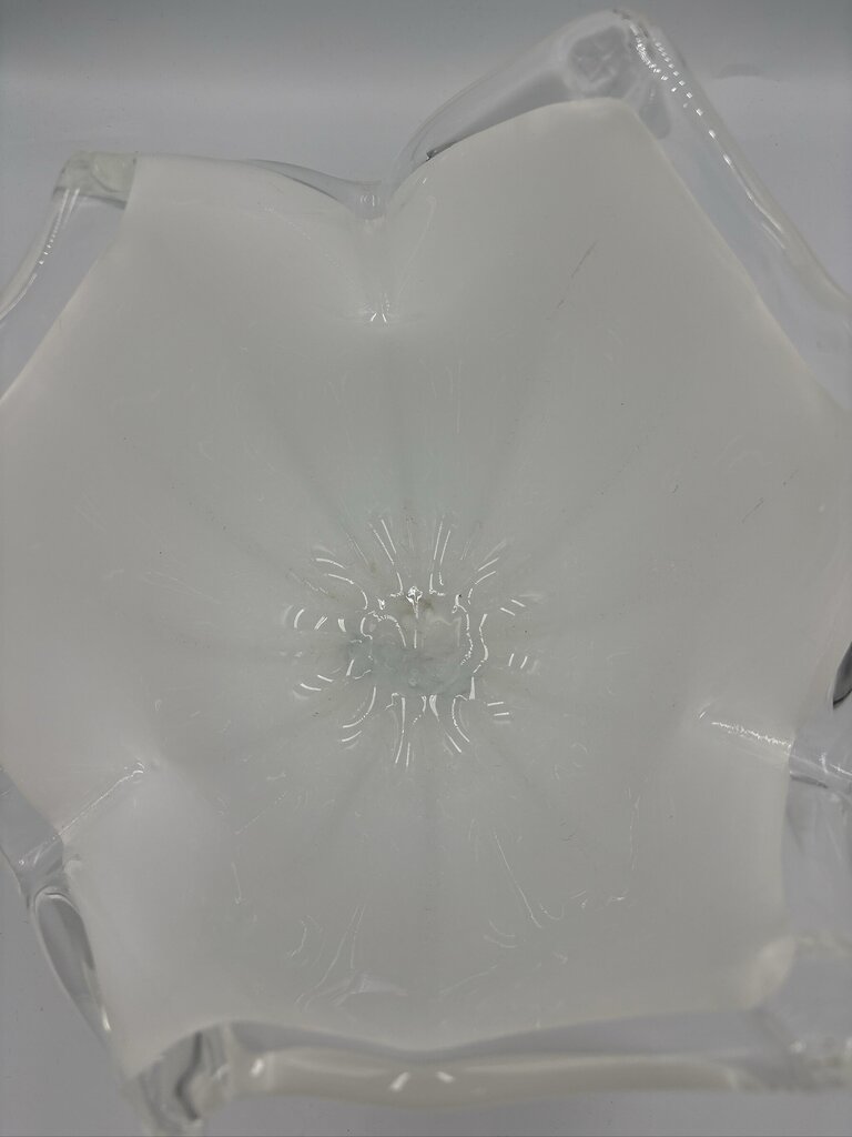 Murano Hand Blown White Handkerchief Bowl- 10.5X10.5X8H