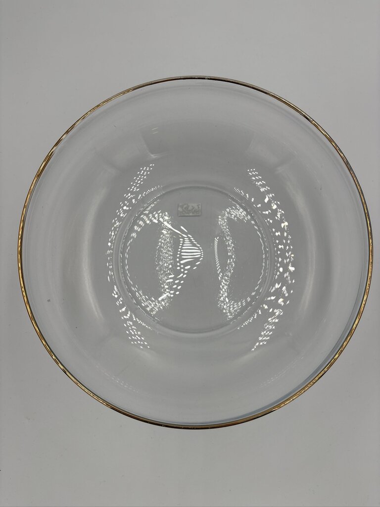 Clear Glass Bowl W/ Gold Rim ||- 9X9X4
