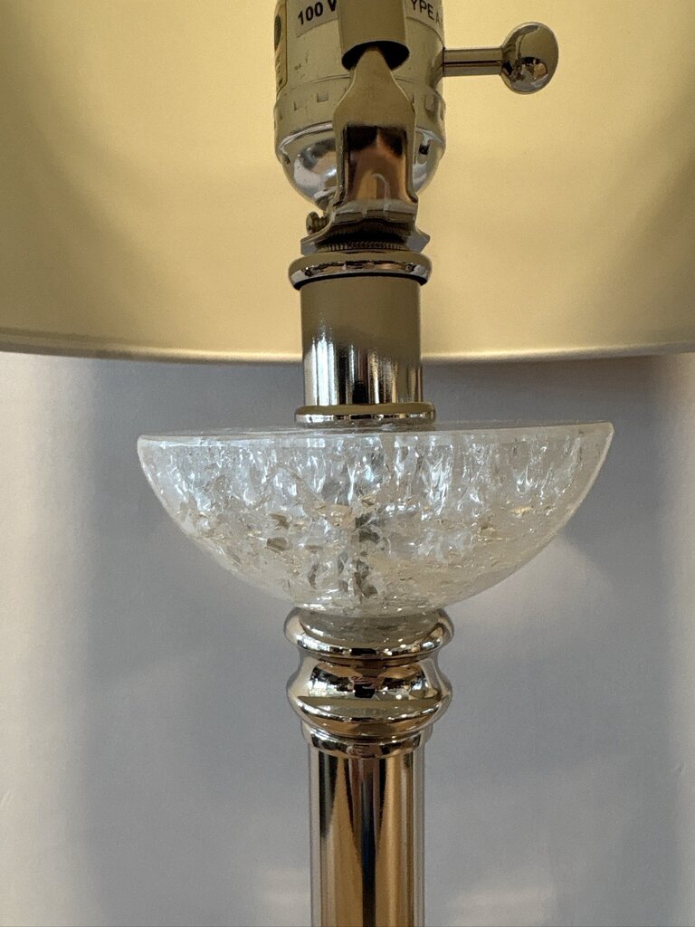 Chrome & Crackle Glass Buffet Lmaps- Pair- 36H