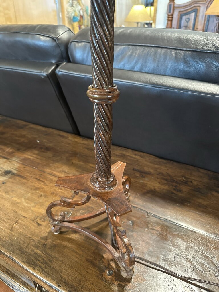 Rusted Wrought Iron Lamp W/ Fringed Western Shade- 15X15X30