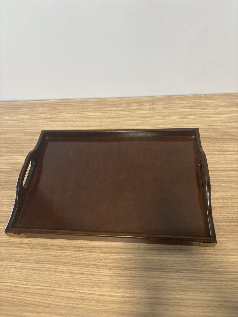 Bombay Wood & Brass Trays- Pair- 19.5X13.5X3.5