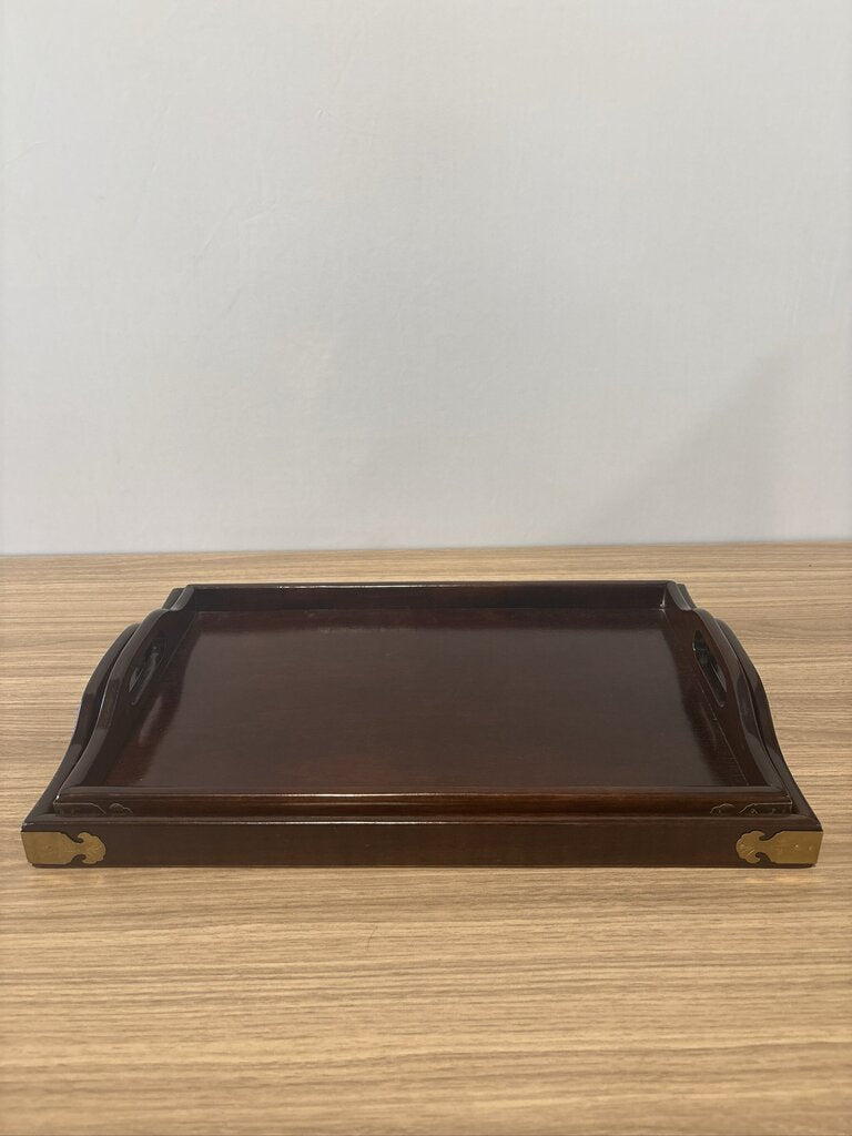 Bombay Wood & Brass Trays- Pair- 19.5X13.5X3.5
