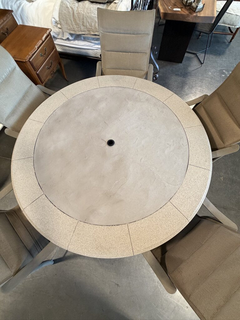 Tropitone Round Dining Set W/ 5 Sling Chairs- 63"