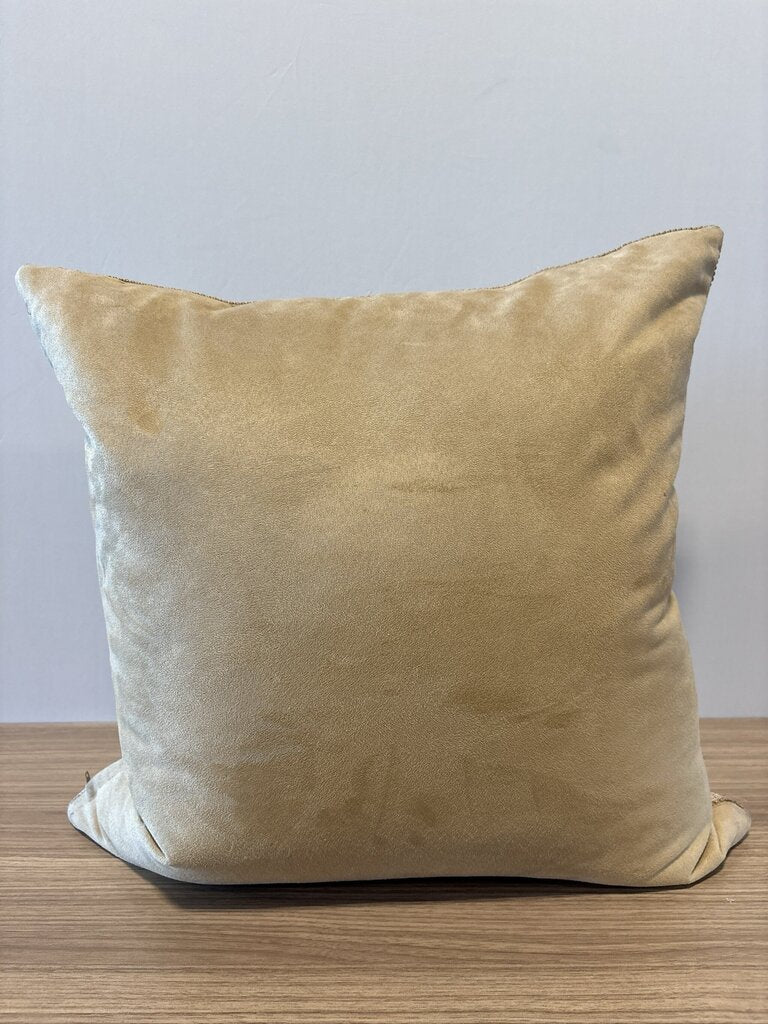 Tan Microfiber Down Pillow W/ Embroidered Trim | - 21X21