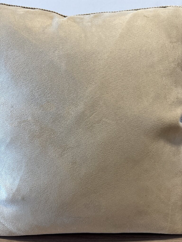 Tan Microfiber Down Pillow W/ Embroidered Trim || - 21X21