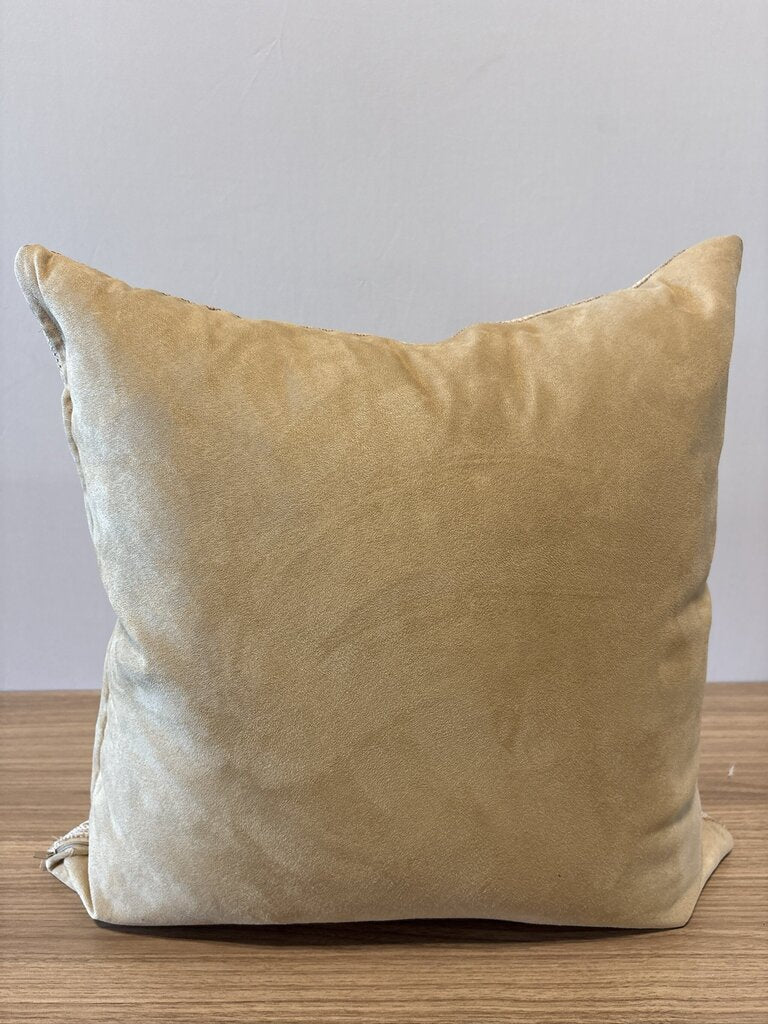 Tan Microfiber Down Pillow W/ Embroidered Trim || - 21X21