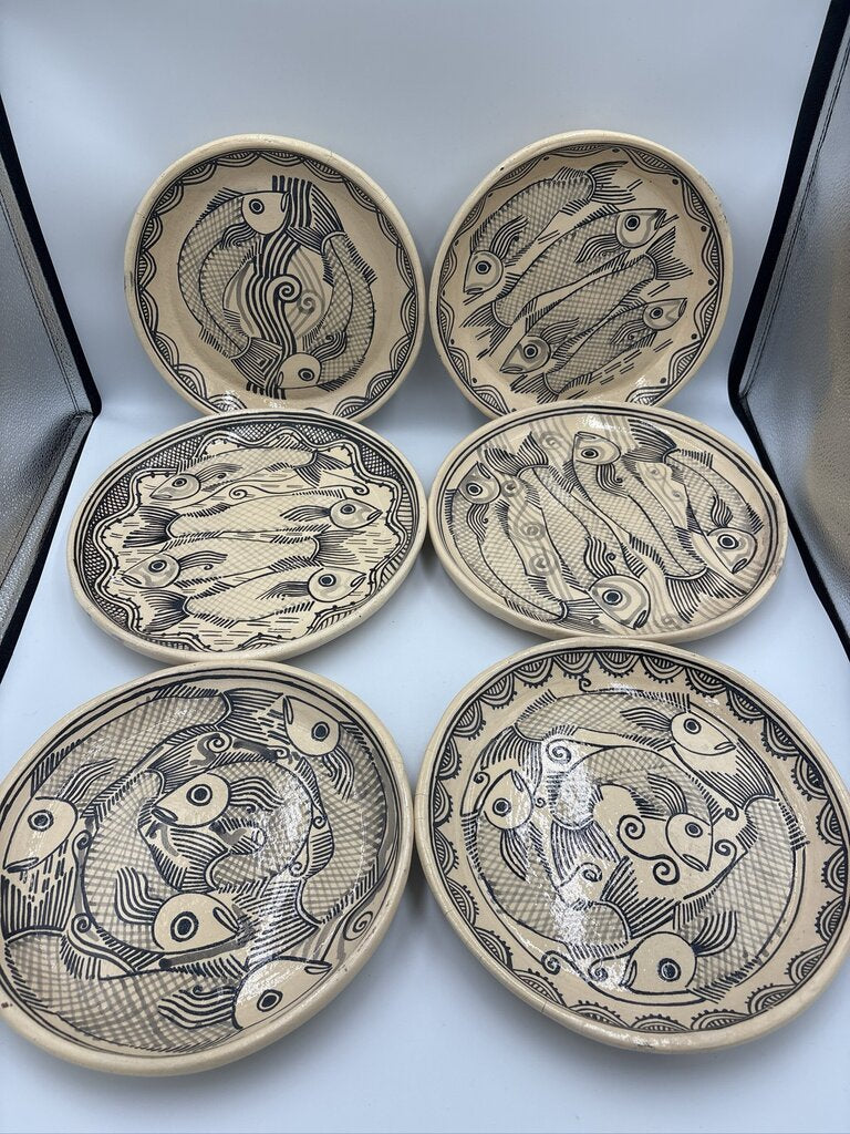 Luis Manuel Morales Mexican Ceramic Plates Set of 6 - 10.5X10.5X2