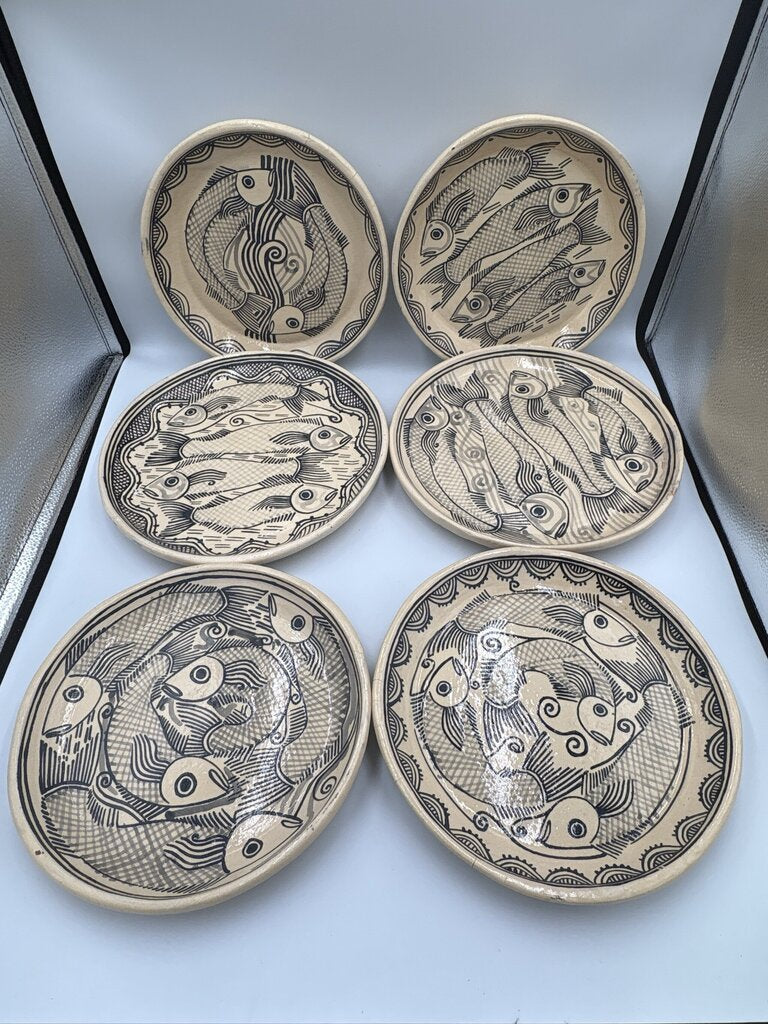 Luis Manuel Morales Mexican Ceramic Plates Set of 6 - 10.5X10.5X2