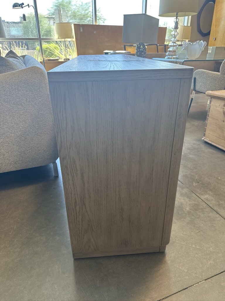 Rilian Light Gray Oak & Glass Arched Door Console- 66X18X33