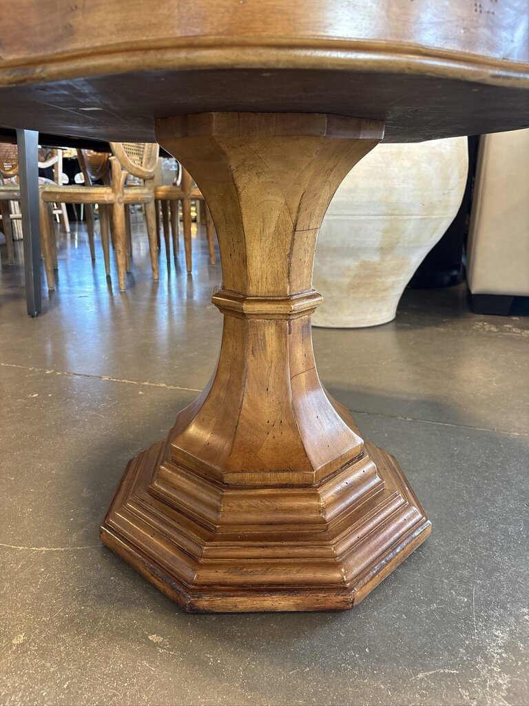 Traditional Serpentine Birch Drum Pedestal Table - 28X28X27H