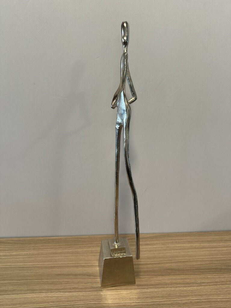 Silver Modern Art Sculpture - 5X4X29H
