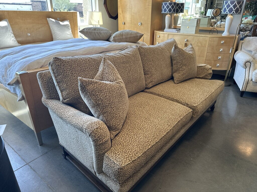 Wesley Hall Custom Animal Print Sofa w/ 2 Pillows- 82"