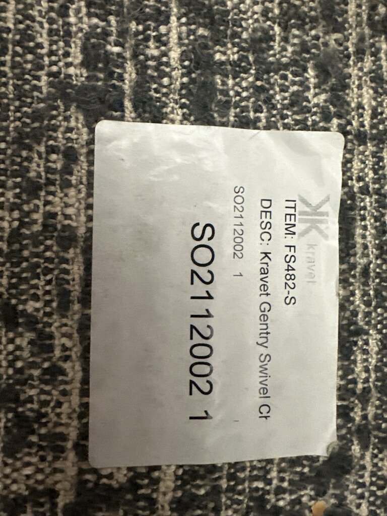Kravet Gentry Swivel Chair- 39X34X30H