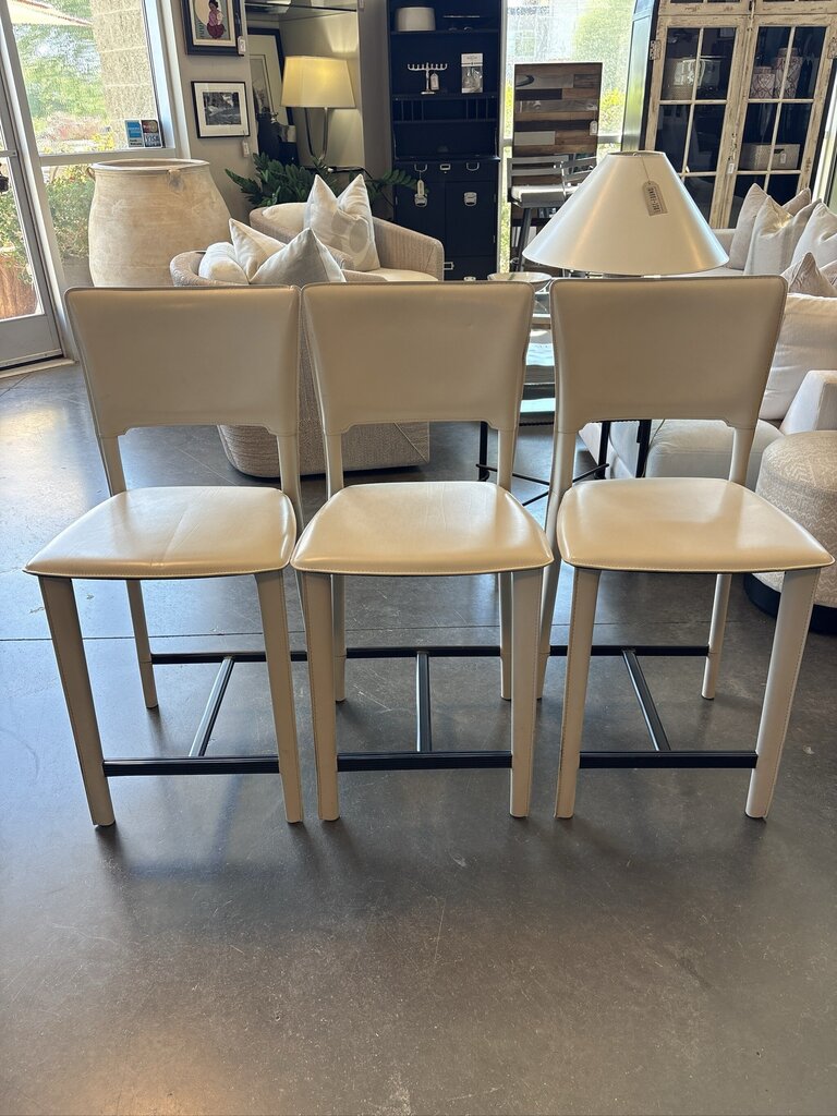 Maria Yee Perugia Leather Counter Stools - Set of 3