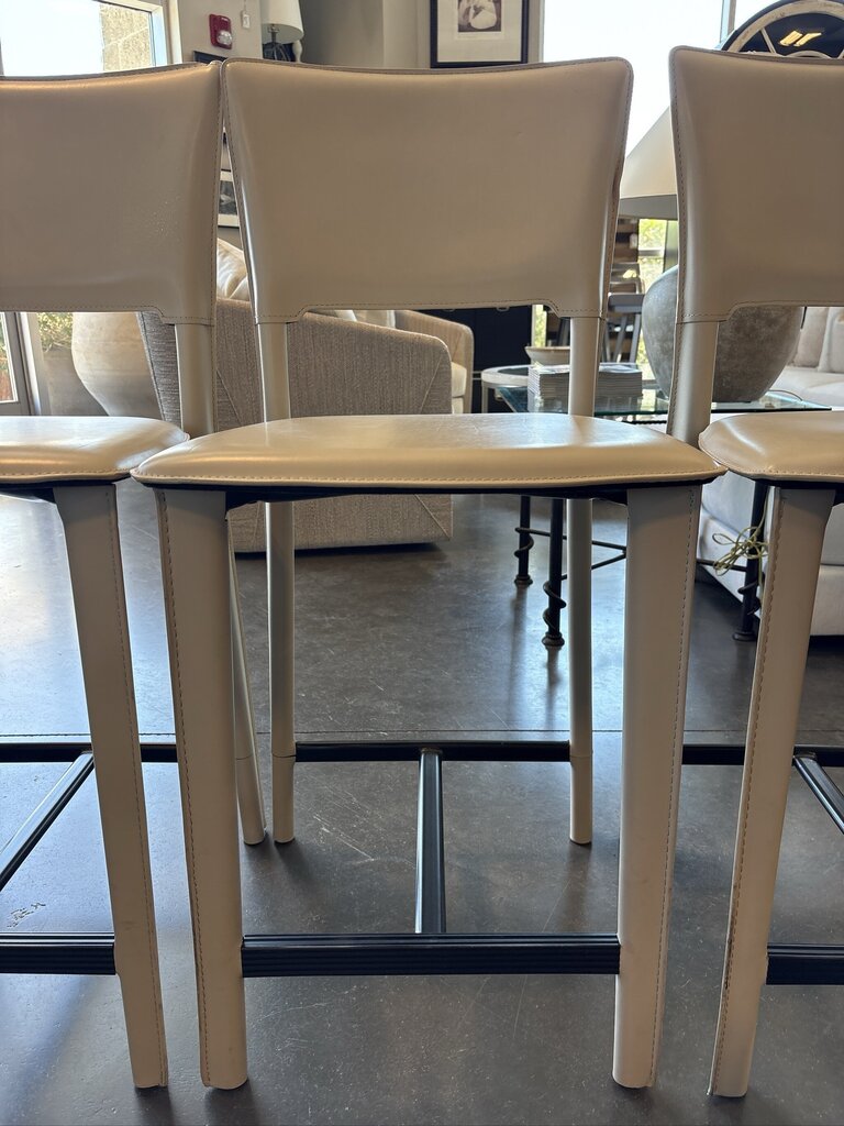 Maria Yee Perugia Leather Counter Stools - Set of 3