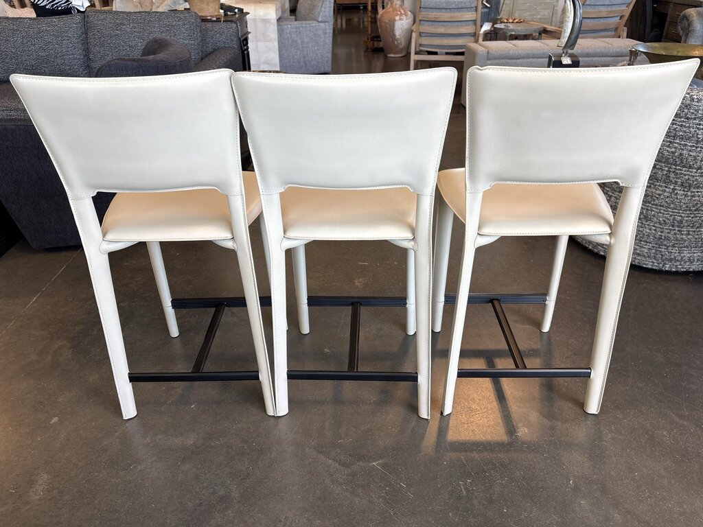 Maria Yee Perugia Leather Counter Stools - Set of 3