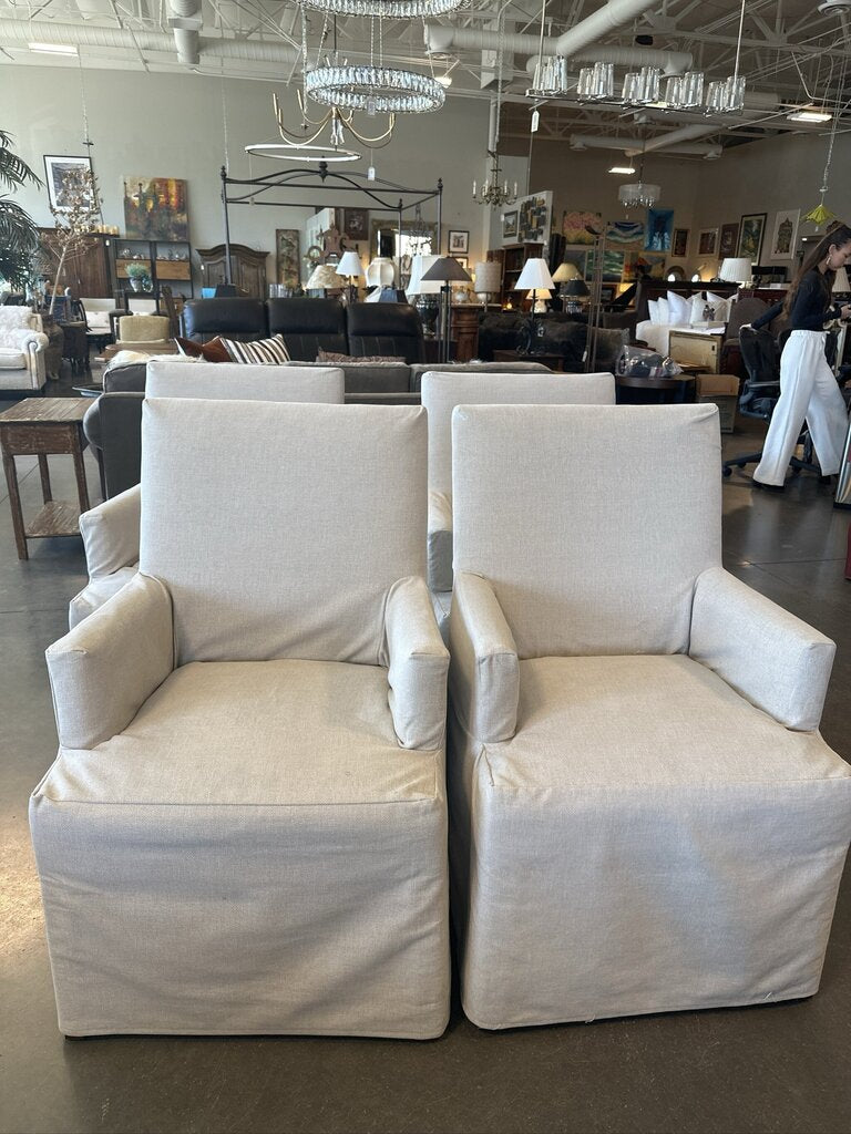 PB Comfort Square Slipcovered Dining Armchairs- Set of 4