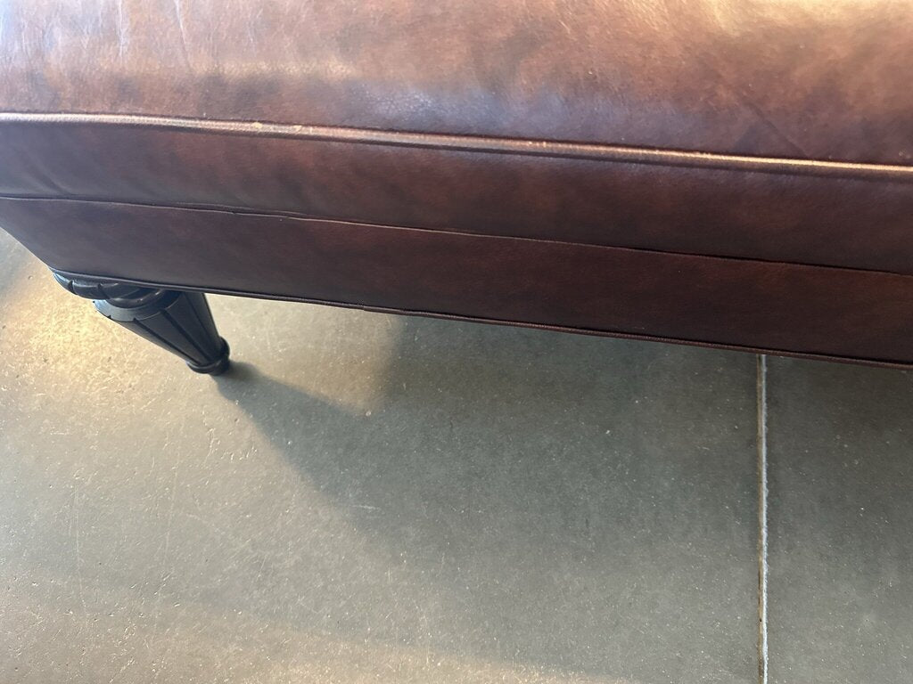 Dark Brown Leather Ottoman- 47X40X19- AS IS