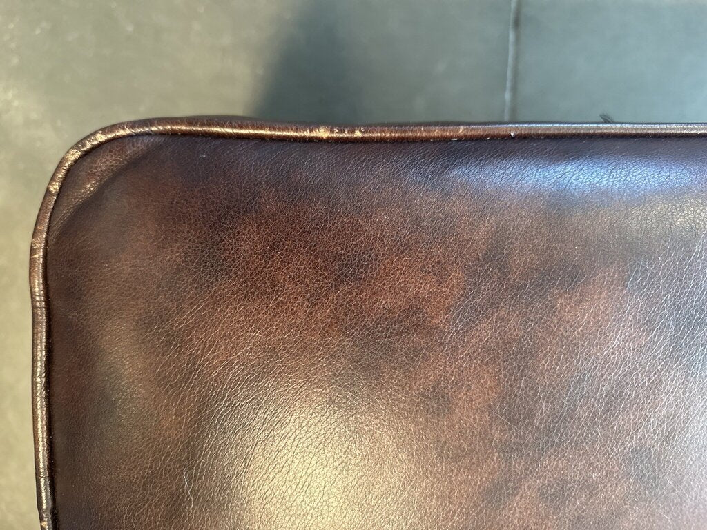 Dark Brown Leather Ottoman- 47X40X19- AS IS