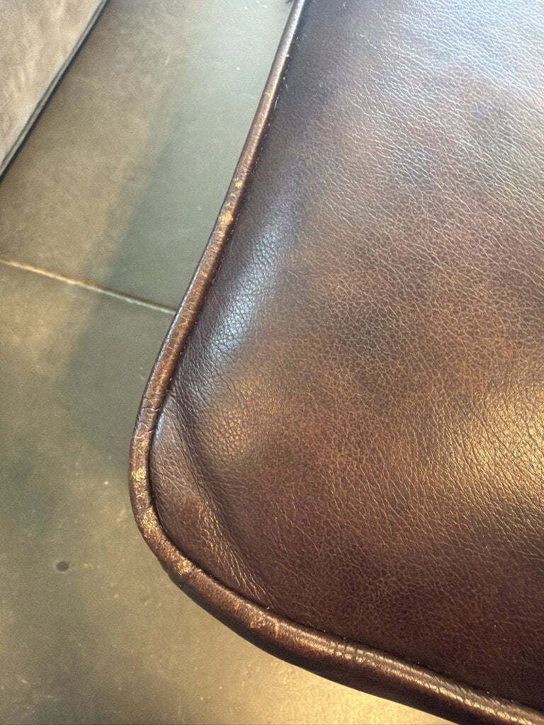 Dark Brown Leather Ottoman- 47X40X19- AS IS