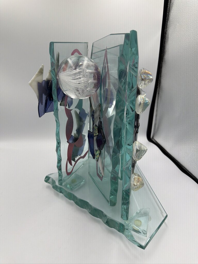 Signed Art Glass Sculpture- 13X10X13