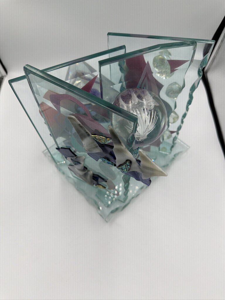 Signed Art Glass Sculpture- 13X10X13