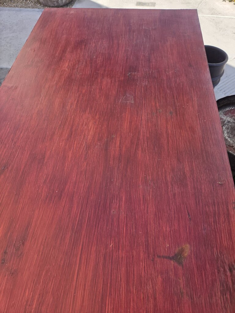 Rusted Iron Table W/ Wood Top- 48X24X34- AS IS