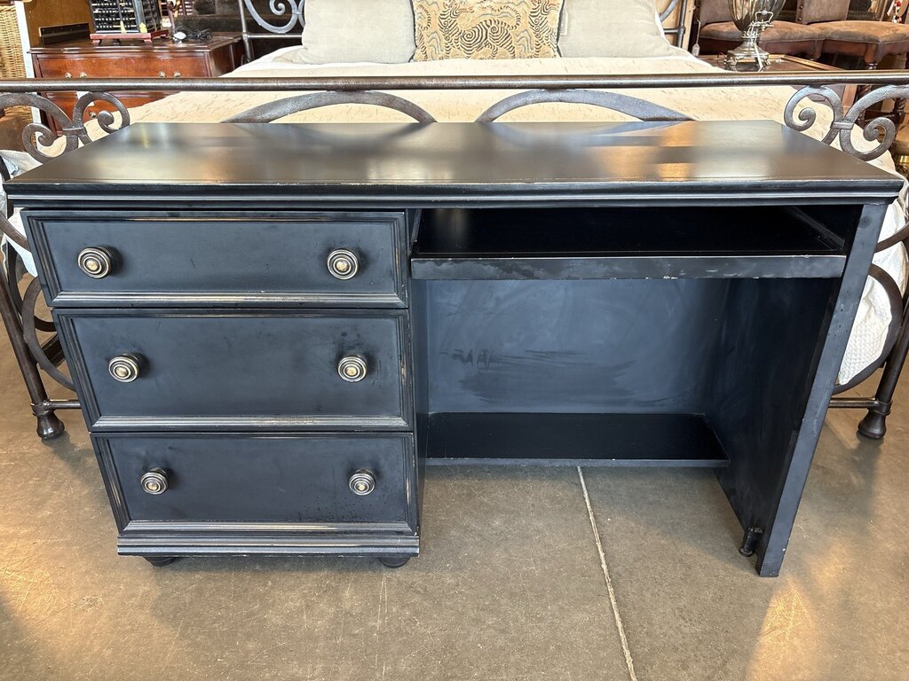 Black Wood 3 Drawer Desk- 17.5x48X29.5H