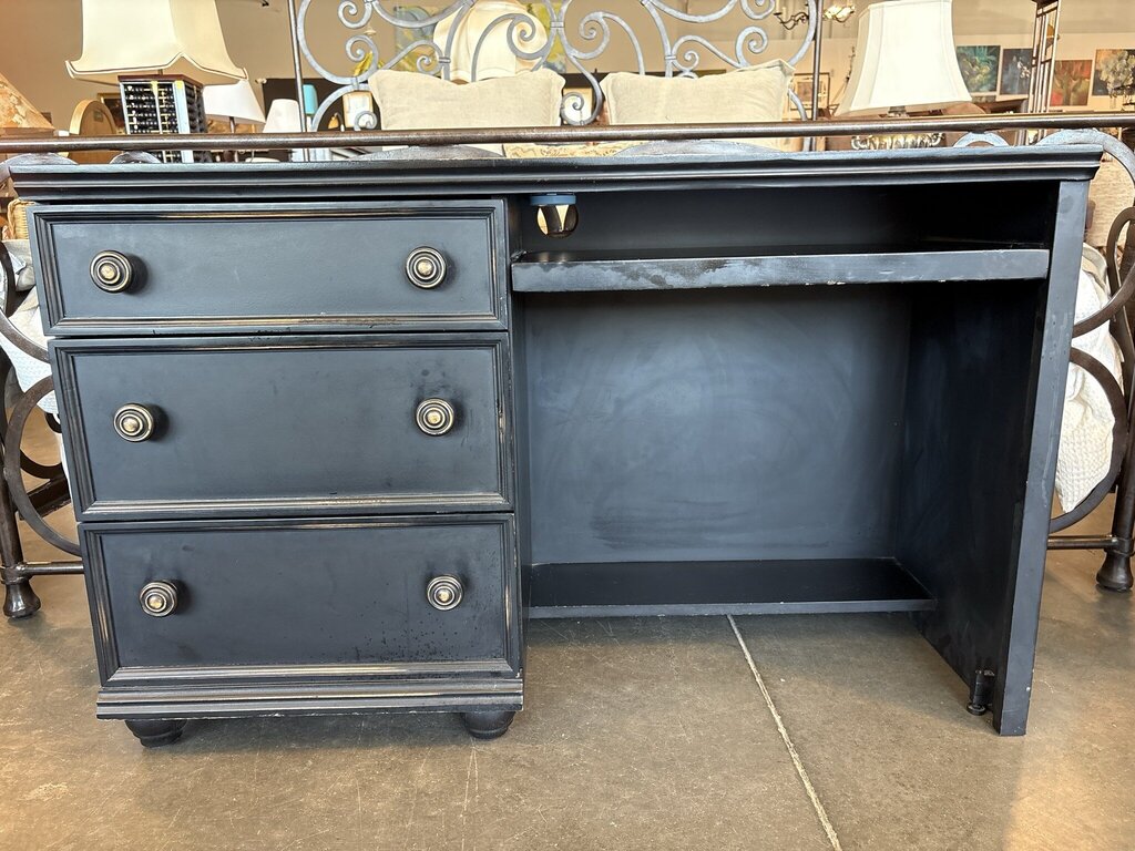 Black Wood 3 Drawer Desk- 17.5x48X29.5H