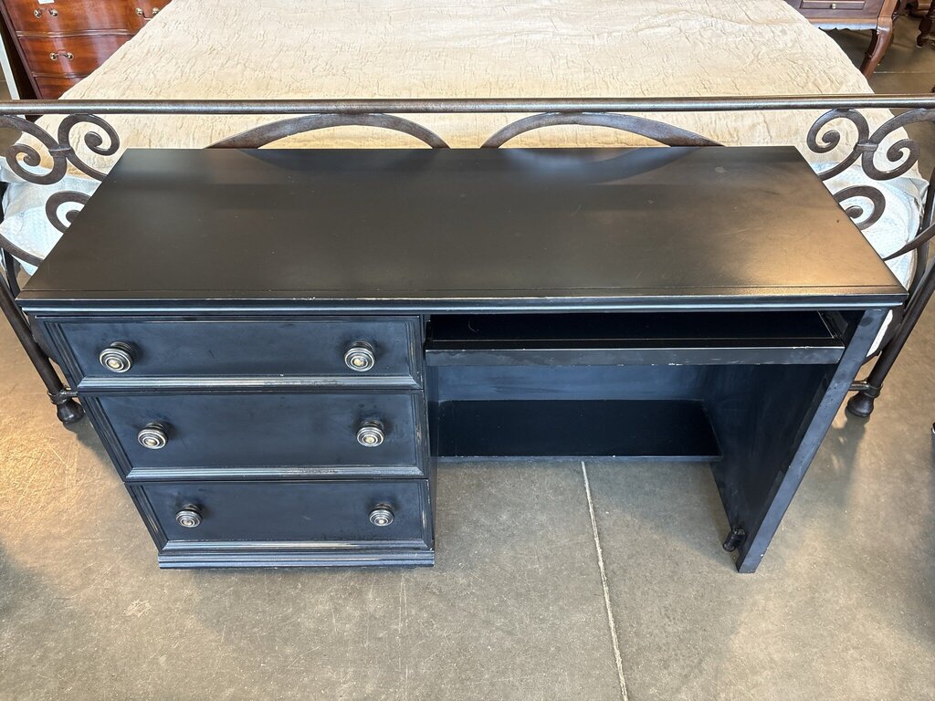Black Wood 3 Drawer Desk- 17.5x48X29.5H