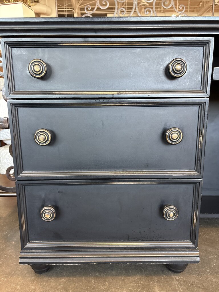 Black Wood 3 Drawer Desk- 17.5x48X29.5H