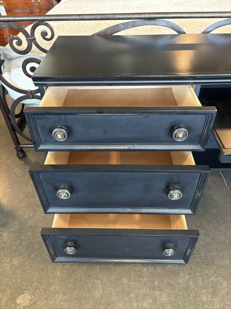 Black Wood 3 Drawer Desk- 17.5x48X29.5H