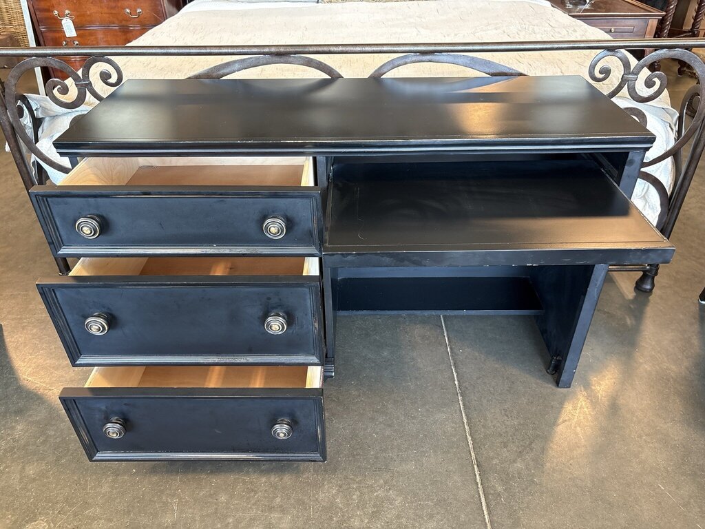 Black Wood 3 Drawer Desk- 17.5x48X29.5H
