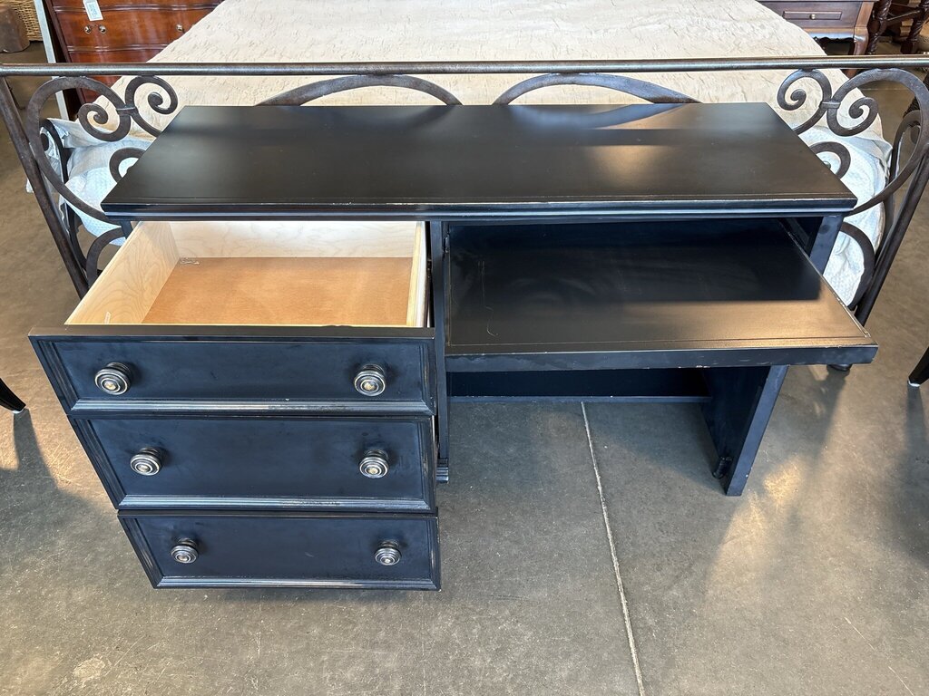 Black Wood 3 Drawer Desk- 17.5x48X29.5H