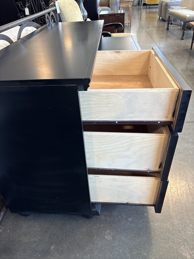 Black Wood 3 Drawer Desk- 17.5x48X29.5H