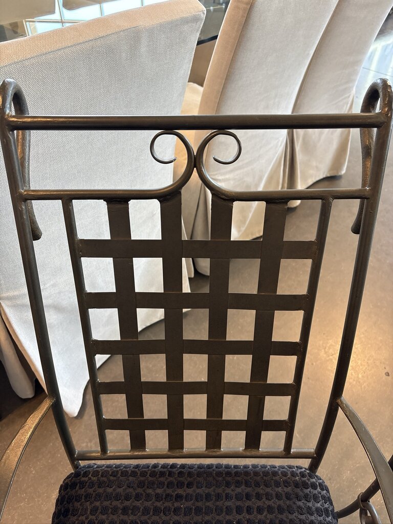 Black Metal Chairs W/ Lattice Back - Pair -22X26X40H