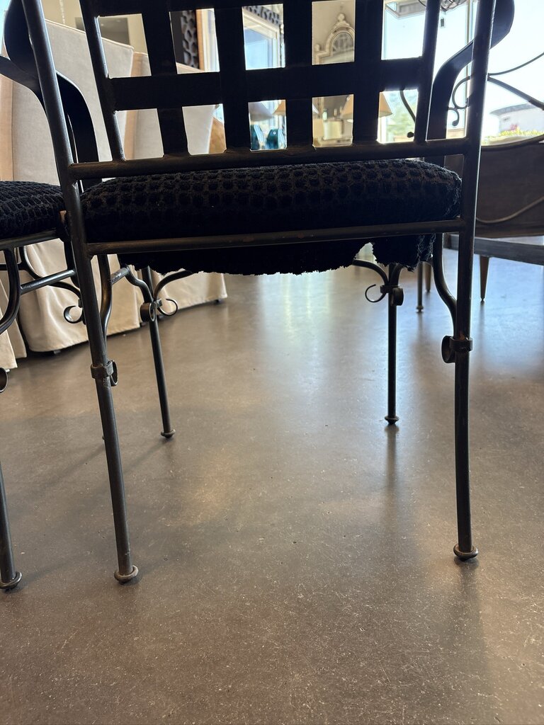 Black Metal Chairs W/ Lattice Back - Pair -22X26X40H