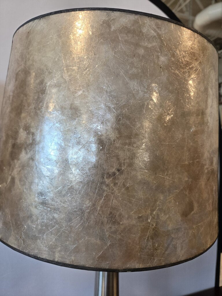 Brushed Stainless Lamps W/ Mica Shades- Pair-15X15X29H