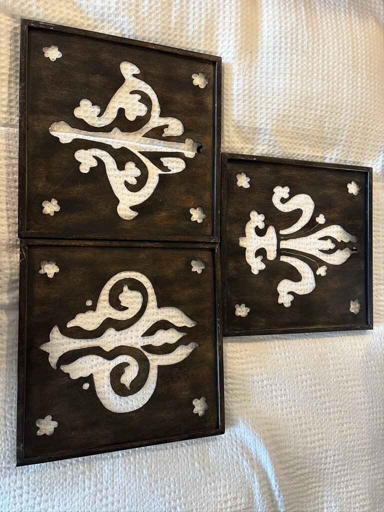 Metal Cut Out Art- Set of 3- 12.5X1X12.5H