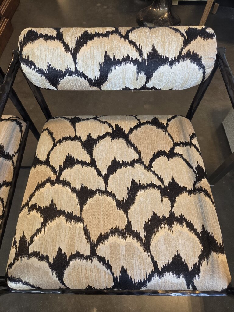 Arteriors Barbana Ocelot Embroidered Counter Height Barstools - Set of 2