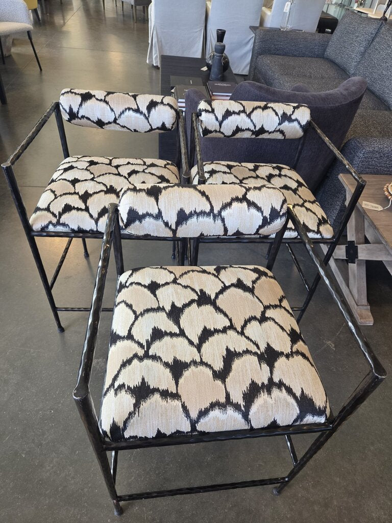 Arteriors Barbana Ocelot Embroidered Counter Height Barstools - Set of 3