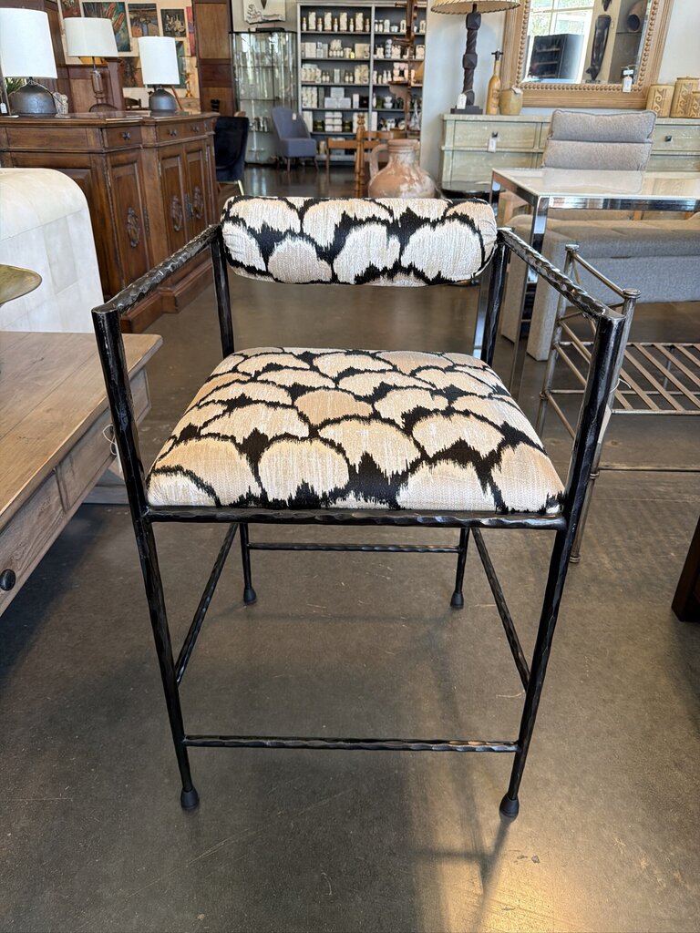 Arteriors Barbana Ocelot Embroidered Counter Height Barstools - Set of 3