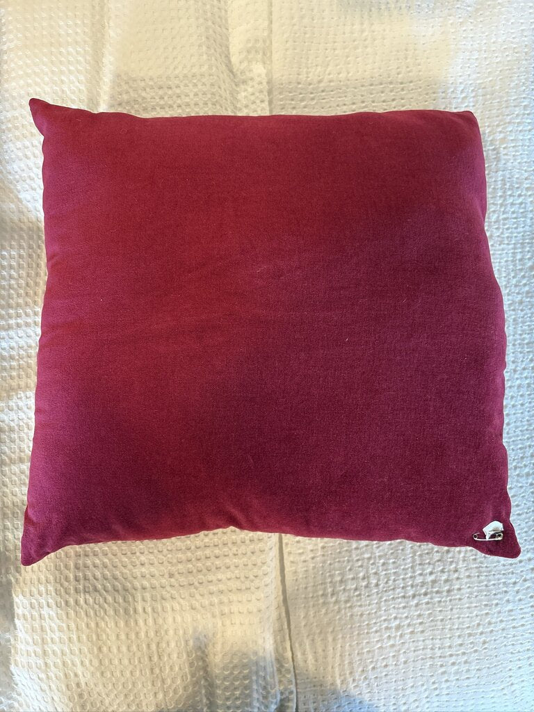Velvet Poinsettia Christmas Pillow- 17X17