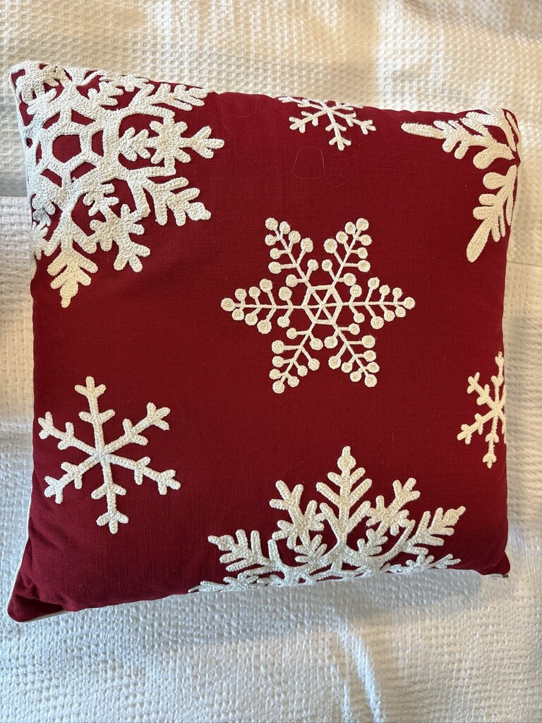 Red & White Snowflake Christmas Pillow- 23X23