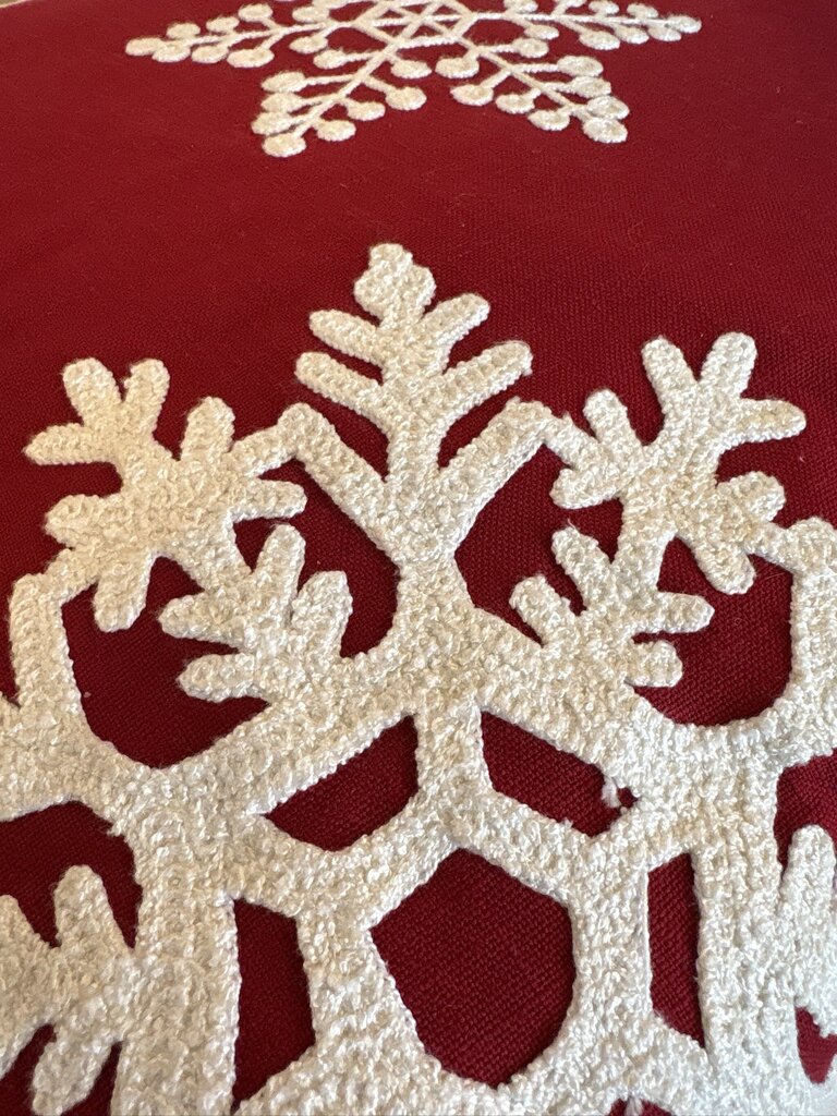 Red & White Snowflake Christmas Pillow- 23X23