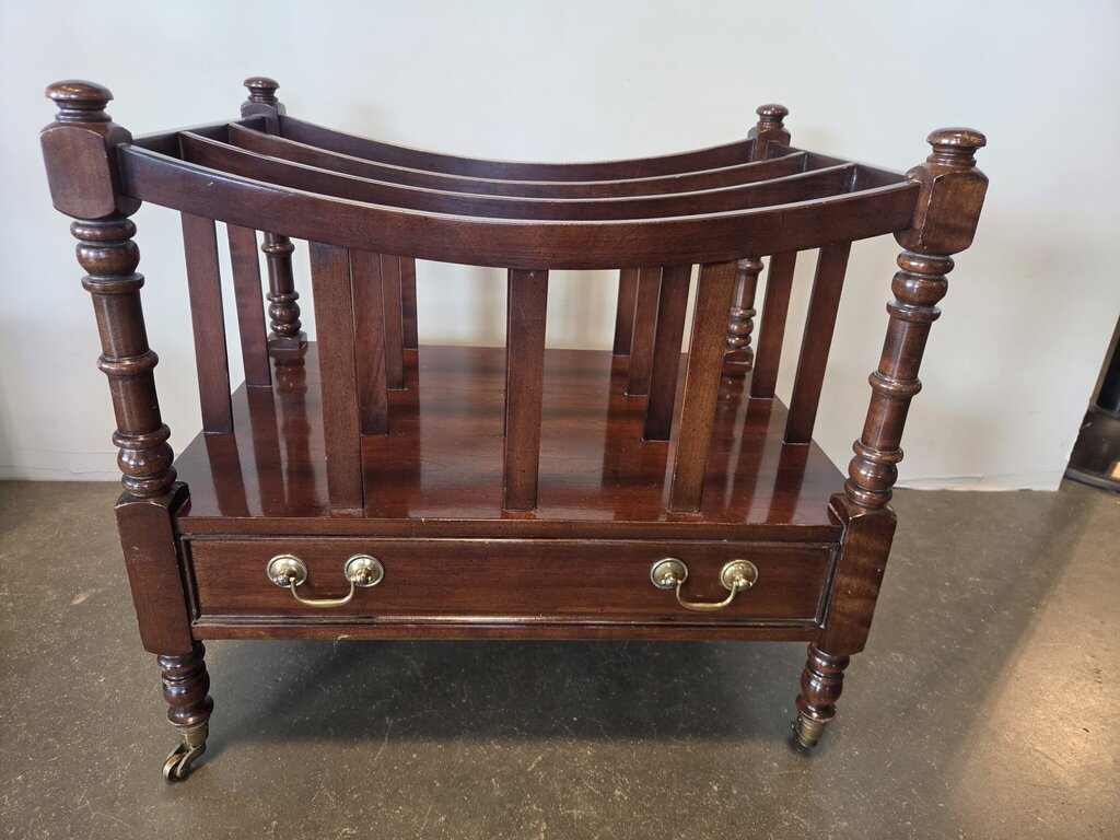 Ethan Allen Vintage Magazine Rack on Casters- 20X14X19
