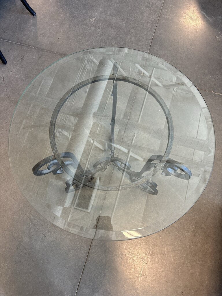 Wrought Iron Side Table W/ Glass Top- 24X24X24H