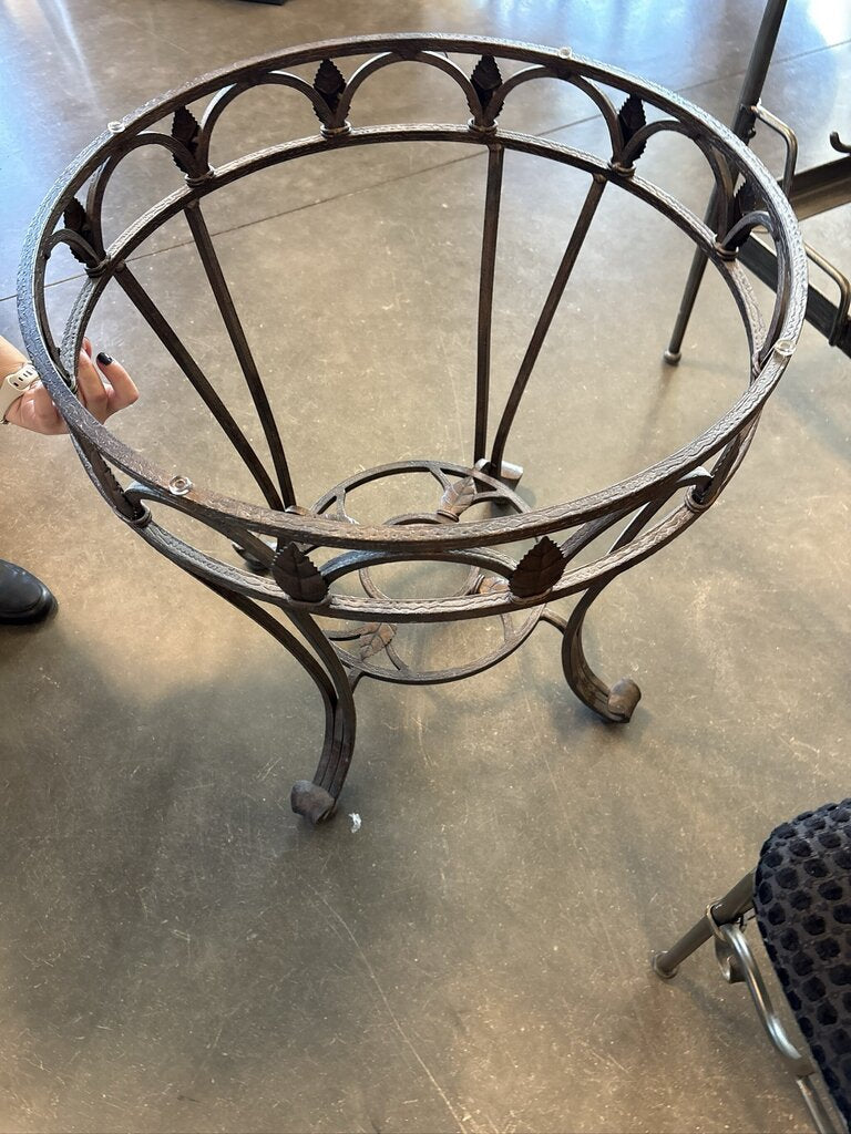 Wrought Iron Side Table W/ Glass Top- 36X36X27H
