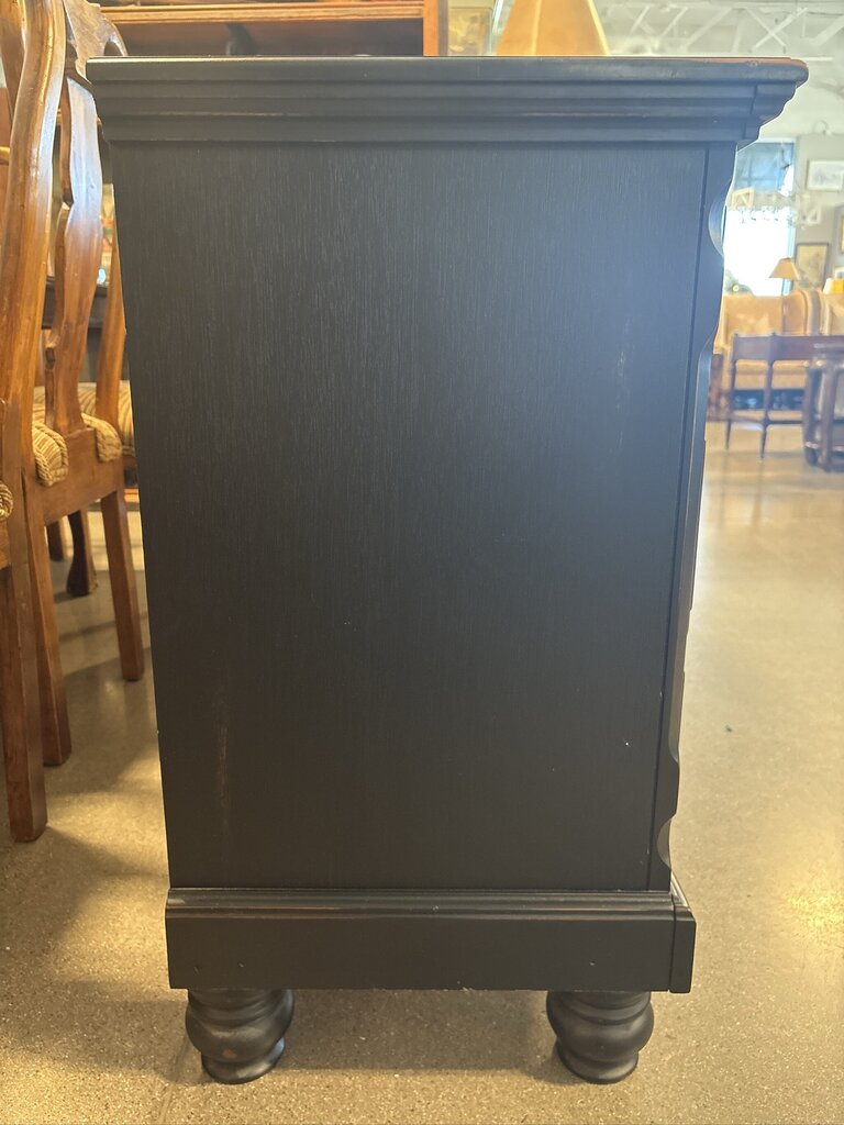 Black Wood 7 Drawer Dresser- 64X18X32